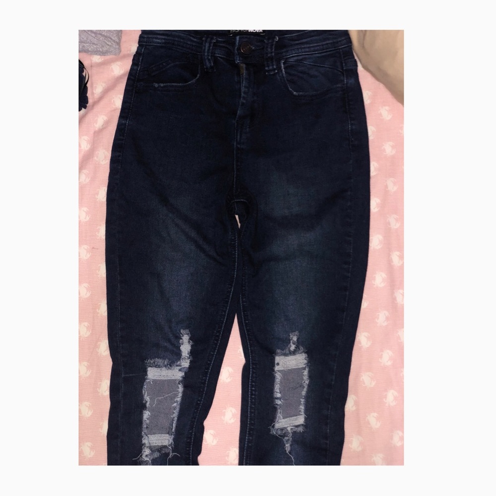 Dark blue skinny ripped jeans